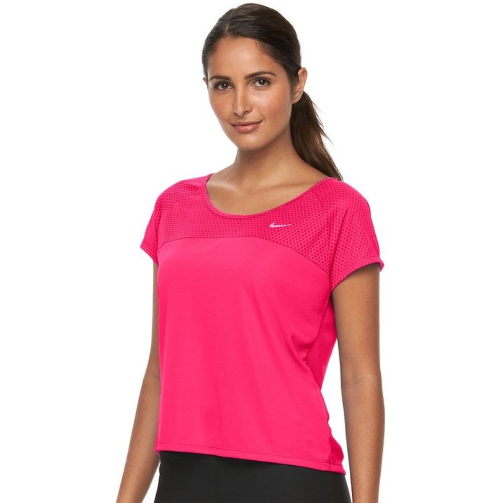 Nike Women's Dri-Fit Run Fast Short Sleeve T-Shirt Pink Sz: Small